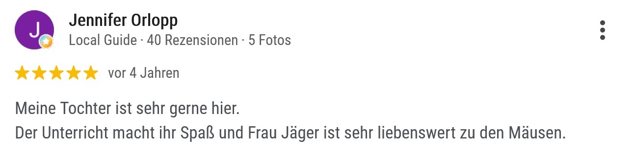 Google Bewertung Ballettschule École de danse Neu-Anspach